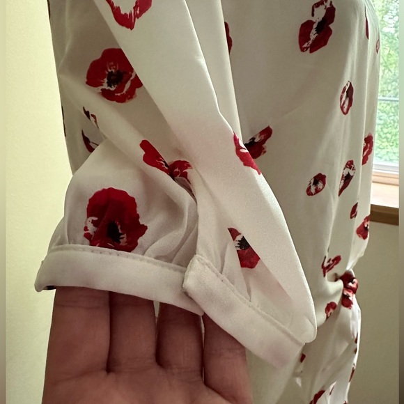 Skylar Rose White and Red Floral One Shoulder Drape Top - Picture 6 of 8